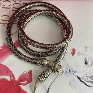 Vintage 60’s WHITING & DAVIS Gold Tone Mesh Snake Belt/ Necklace